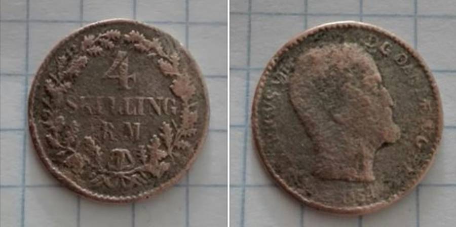 Duńska moneta z 1854 roku w wydanej reszcie w drawskim sklepie