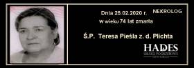 Ś.P. Teresa Pieśla  z.d. Plichta