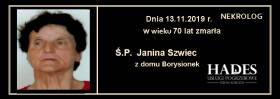 Ś.P. Janina Szwiec - z domu Borysionek